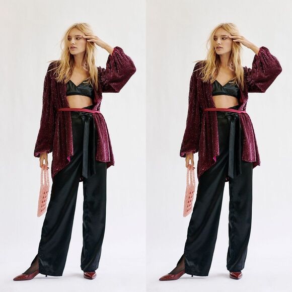 Free People Annmarie Sequins Mini Dress Kimono - Picture 2 of 4